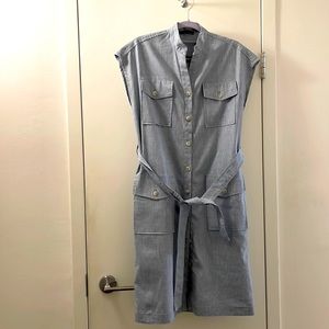 Shirtdress in mid-blue. Great for layering too.